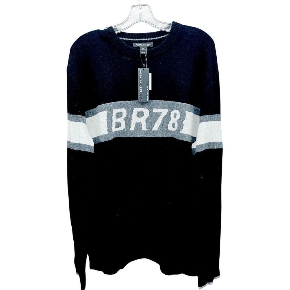 NWT Banana Republic XXL Men's Crewneck Italian wool blend “BR78" graphic Sweater